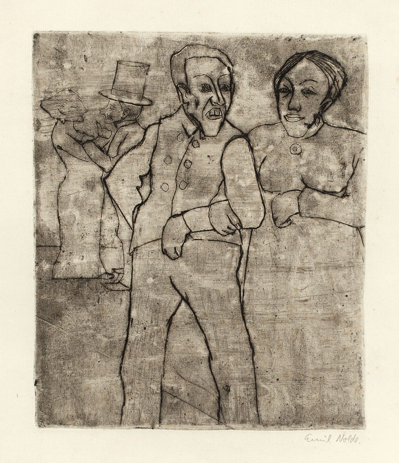 This picture shows the following artwork: Emil Nolde. „Leute im Dorfkrug“. 1911.