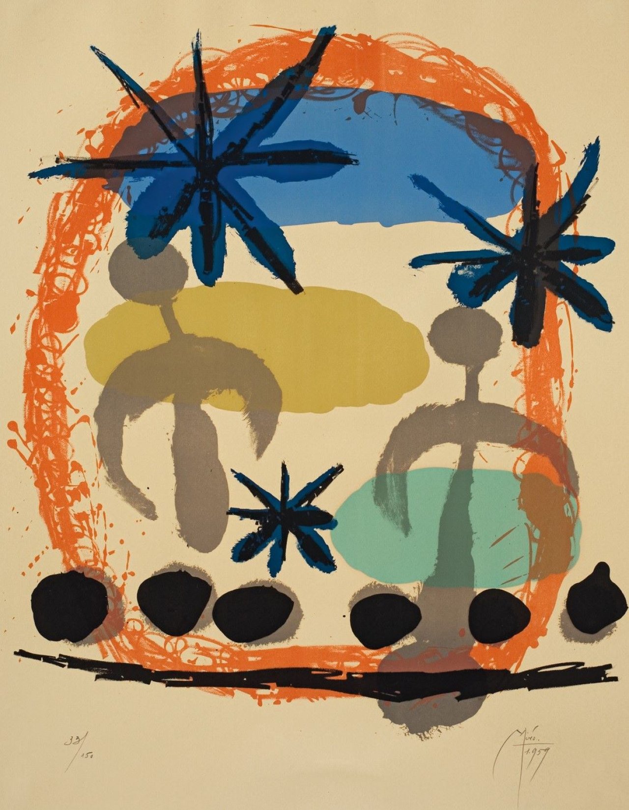 Auf diesem Bild ist das folgende Kunstwerk zu sehen: Joan Miró. Affice de l'exposition „Constellations“. 1959.