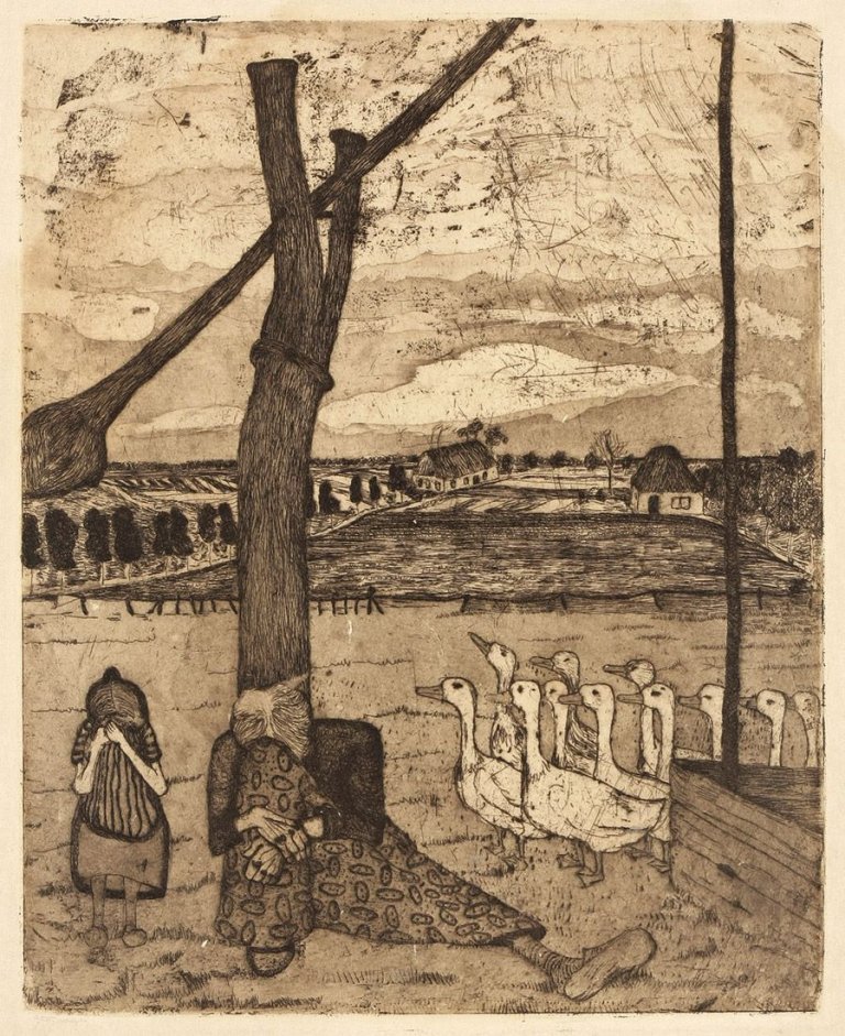 This picture shows the following artwork: Paula Modersohn-Becker. „Die Gänsemagd“. 1899.