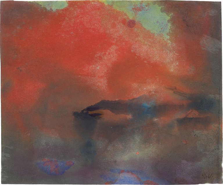 This picture shows the following artwork: Emil Nolde. ”Abendliches Meer und Dampfer”. Circa 1935.