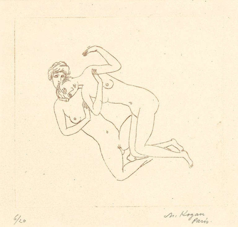 Auf diesem Bild ist das folgende Kunstwerk zu sehen: Moissey Kogan. „Zwei Frauen schrägliegend“. Um 1929.