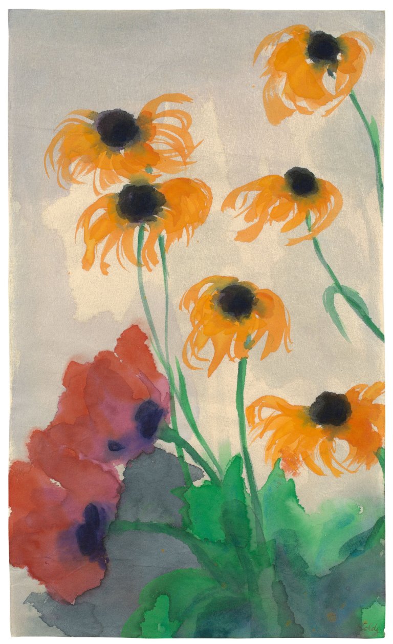 This picture shows the following artwork: Emil Nolde. Mohn und Sonnenhut.