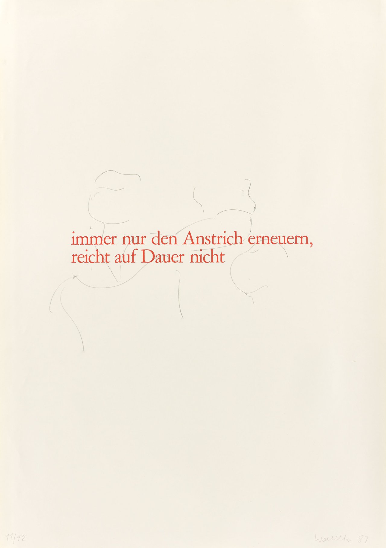 This picture shows the following artwork: Franz Erhard Walther. ”Immer nur den Anstrich erneuern reicht auf Dauer auch nicht”. 1987.