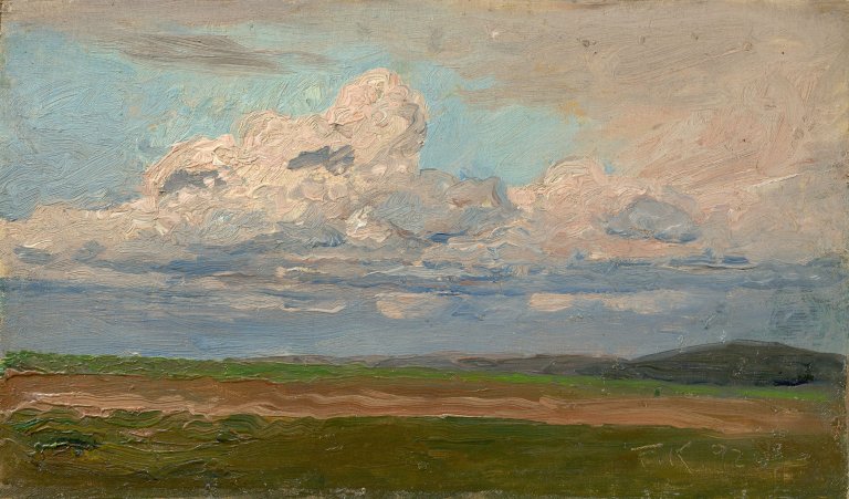 Auf diesem Bild ist das folgende Kunstwerk zu sehen: Friedrich Kallmorgen. „Gewitterwolken über weiter Landschaft“. 1892.