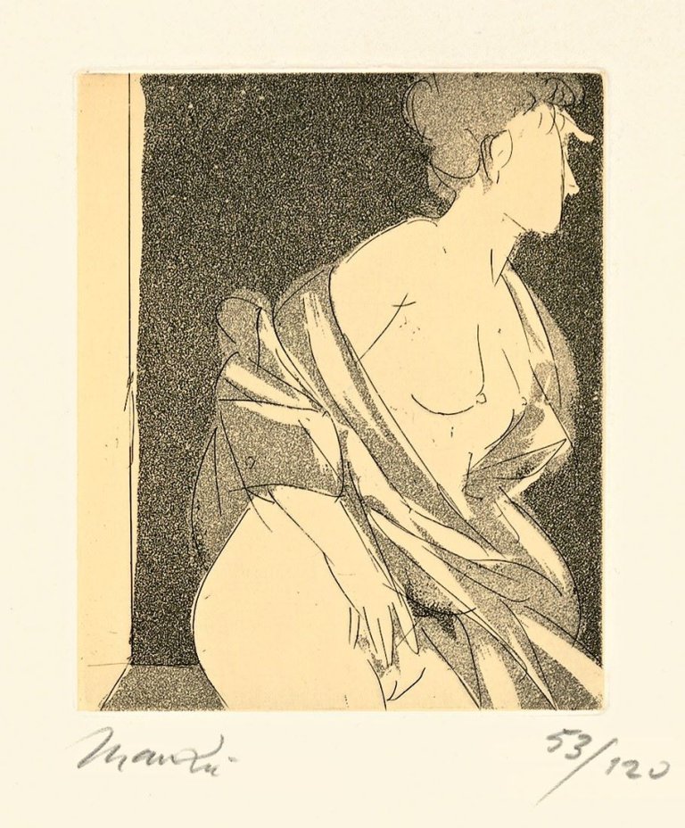 Auf diesem Bild ist das folgende Kunstwerk zu sehen: Giacomo Manzú. Weiblicher Halbakt.