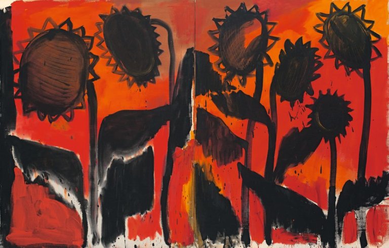 Auf diesem Bild ist das folgende Kunstwerk zu sehen: Karl Horst Hödicke. „Sonnenblumen“. 1993.