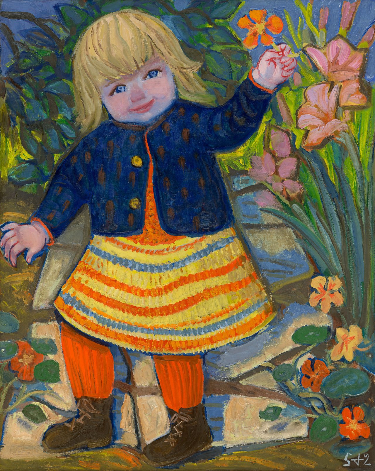 Auf diesem Bild ist das folgende Kunstwerk zu sehen: Otto Dix. „Bettina im Garten“. 1952.