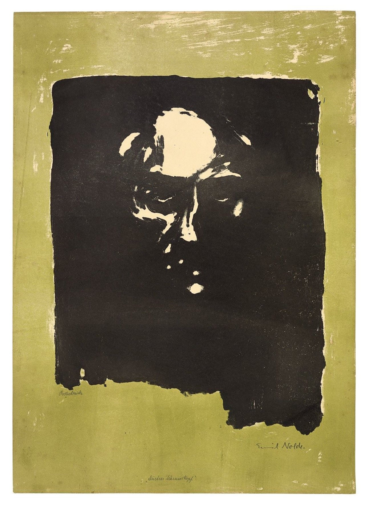 This picture shows the following artwork: Emil Nolde. „Düsterer Männerkopf“. 1907/15.