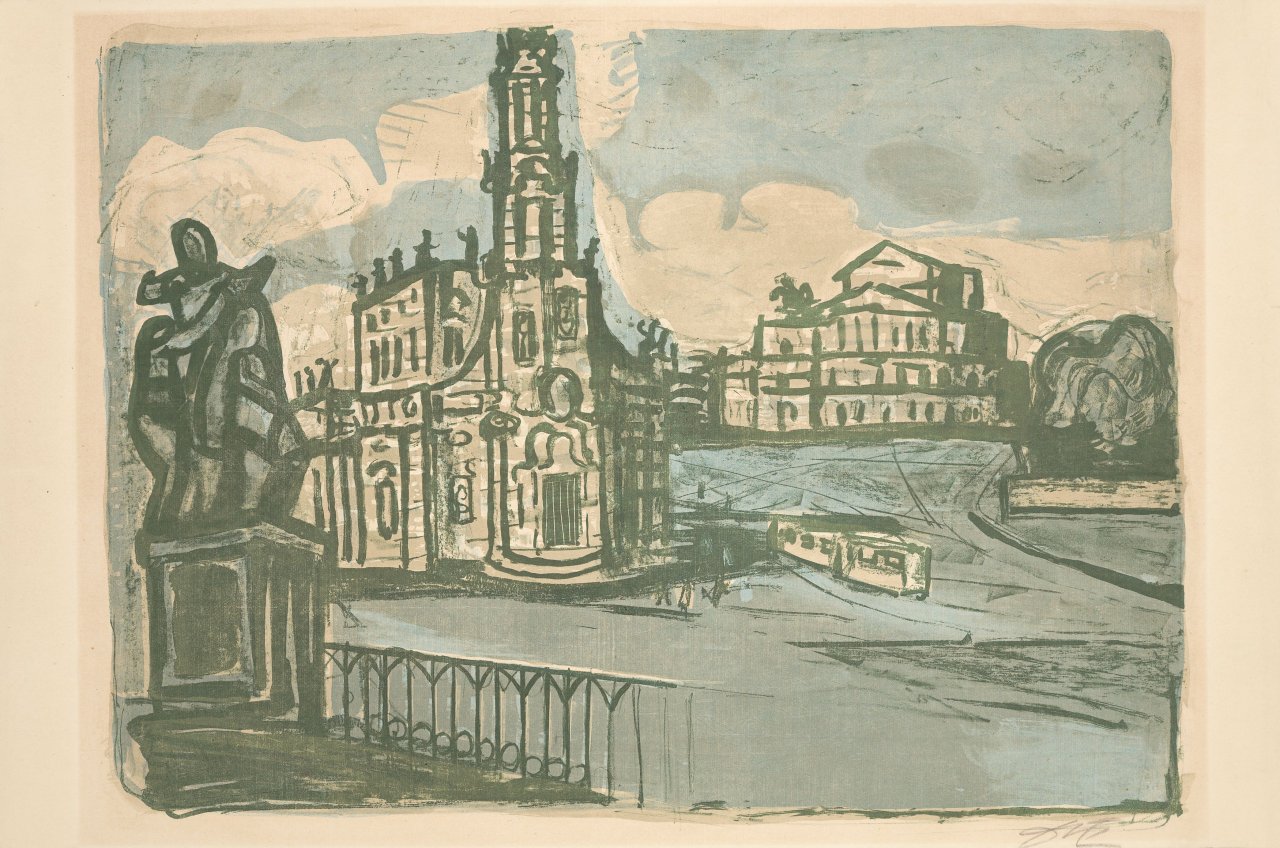 Auf diesem Bild ist das folgende Kunstwerk zu sehen: Otto Dix. „Hofkirche Dresden“. 1955.
