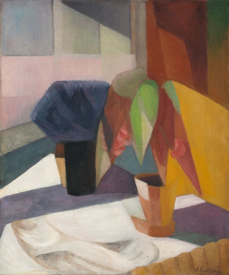 Auf diesem Bild ist das folgende Kunstwerk zu sehen: Elisabeth Epstein. Interieur mit Blumen. 1929.