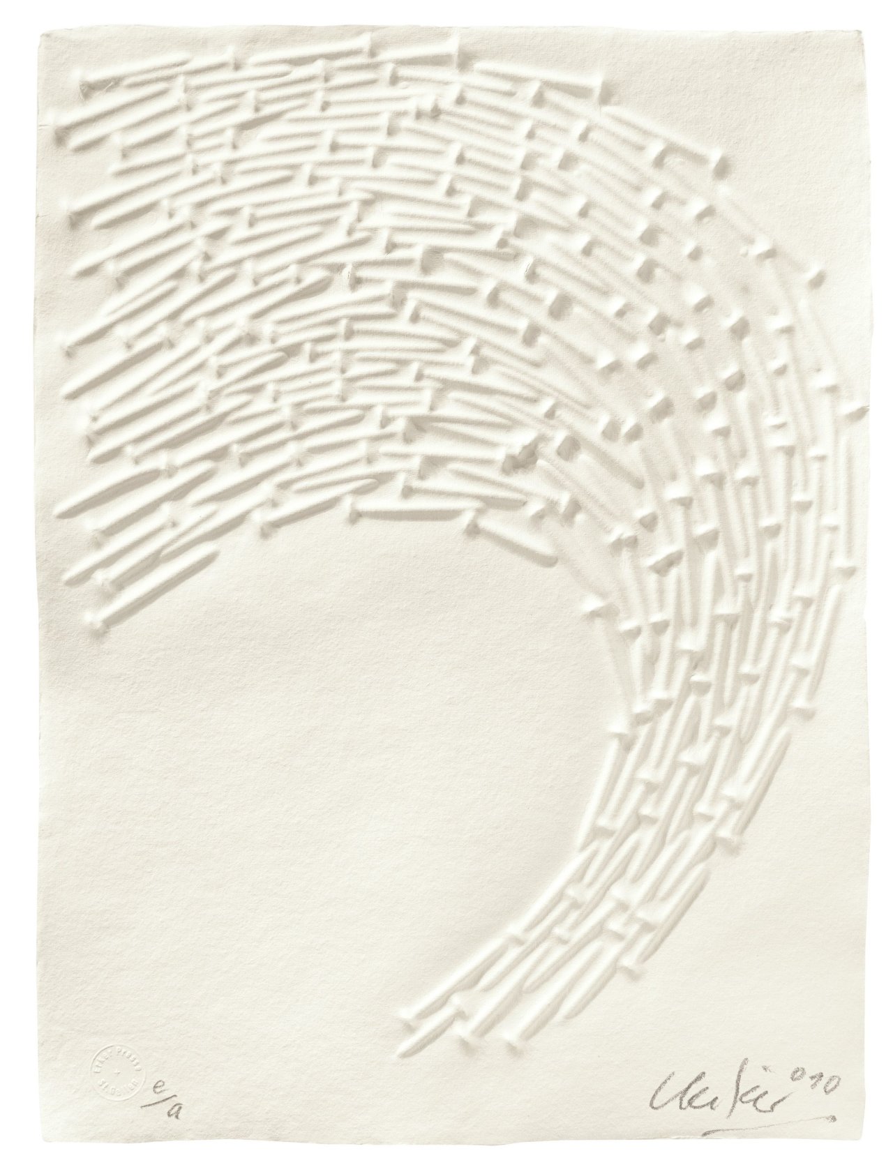 Auf diesem Bild ist das folgende Kunstwerk zu sehen: Günther Uecker. Ohne Titel. 2010.