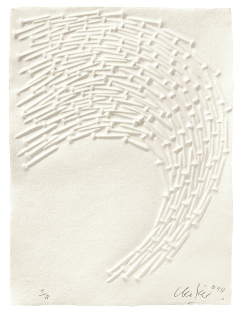 Auf diesem Bild ist das folgende Kunstwerk zu sehen: Günther Uecker. Ohne Titel. 2010.