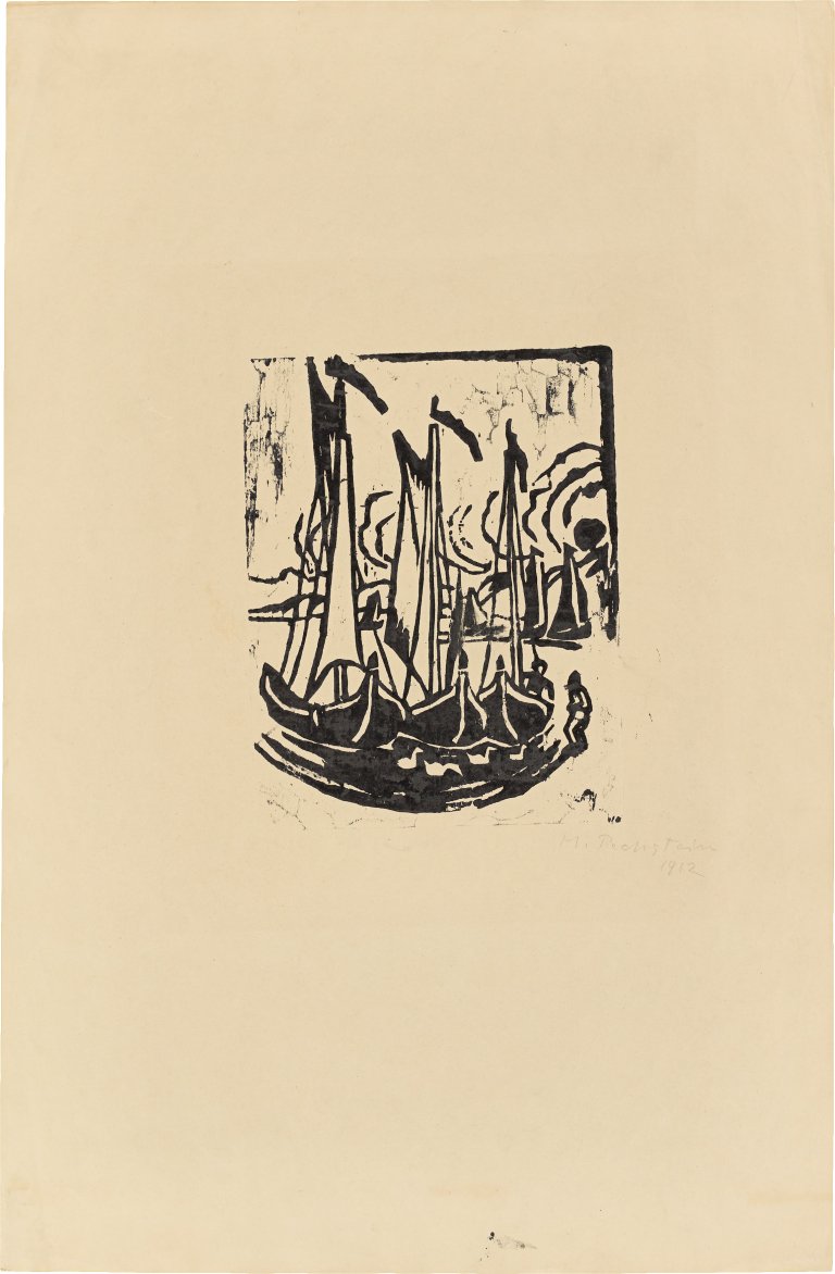 Auf diesem Bild ist das folgende Kunstwerk zu sehen: Max Pechstein. „Drei Kähne“. 1912.