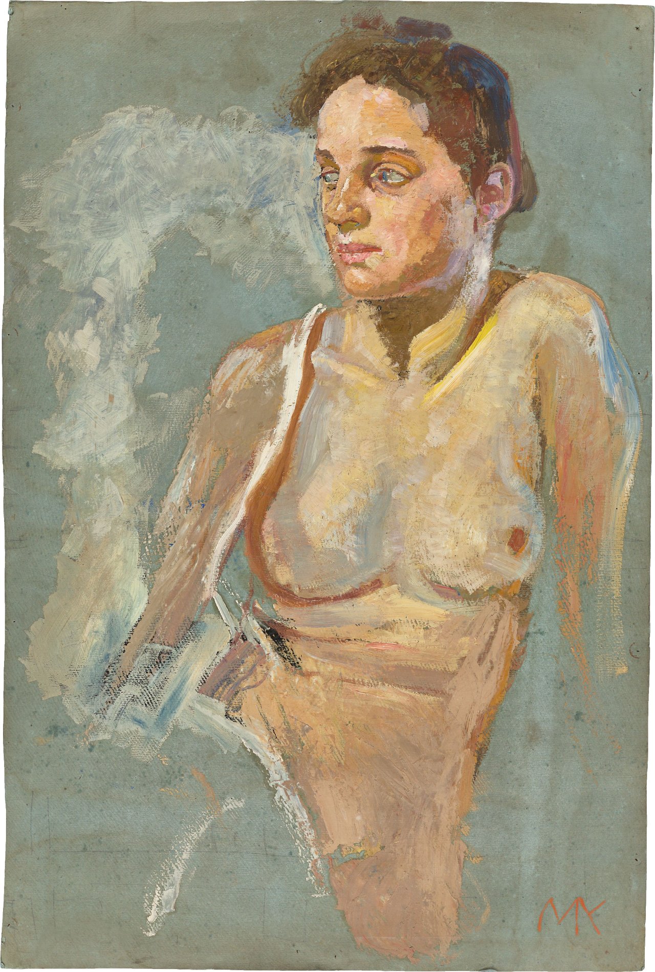 This picture shows the following artwork: Max Klinger. Studies of two female half nudes (front and reverse). Circa 1892.