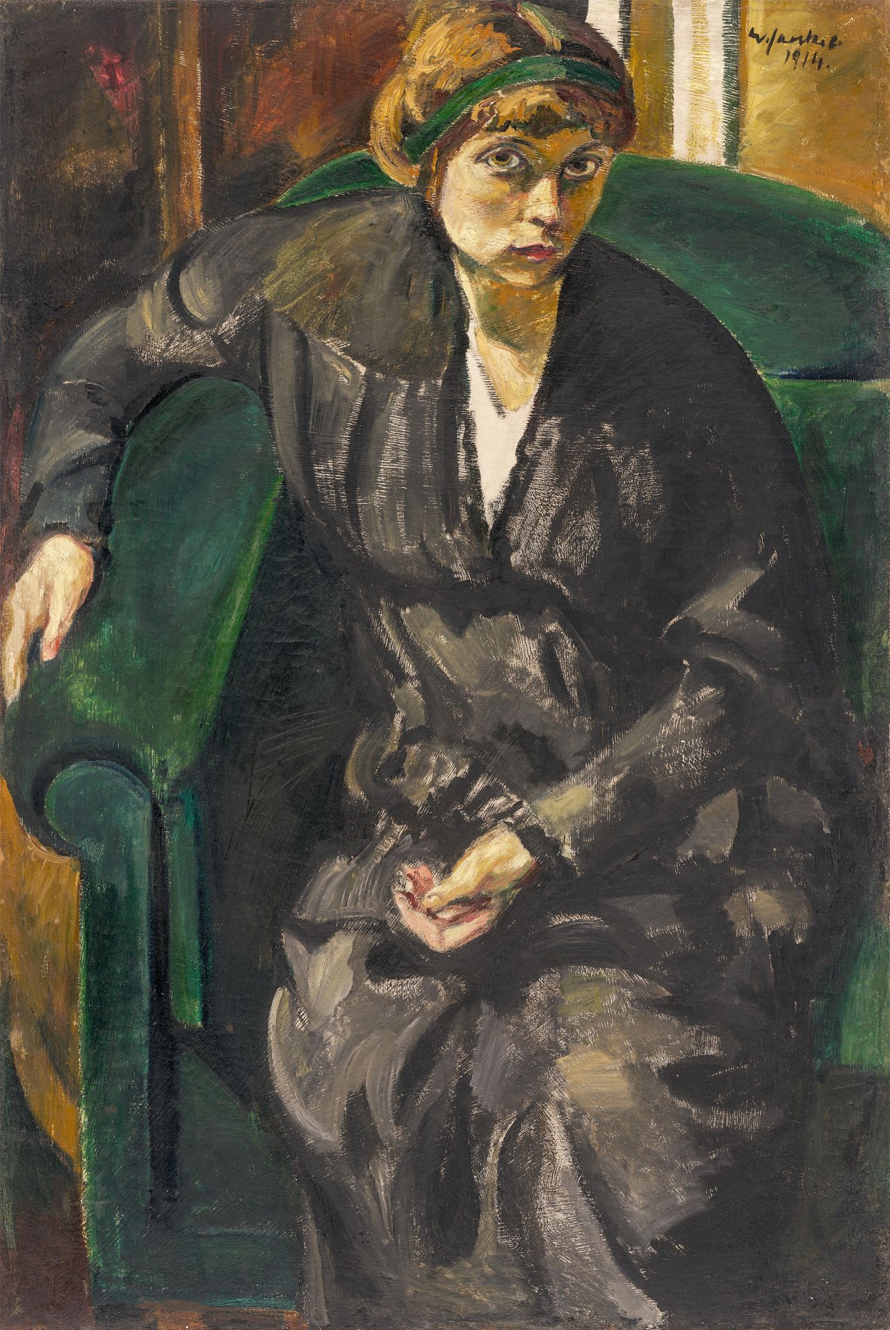 Auf diesem Bild ist das folgende Kunstwerk zu sehen: Willy Jaeckel. „Bildnis Charlotte Jaeckel“. 1914.