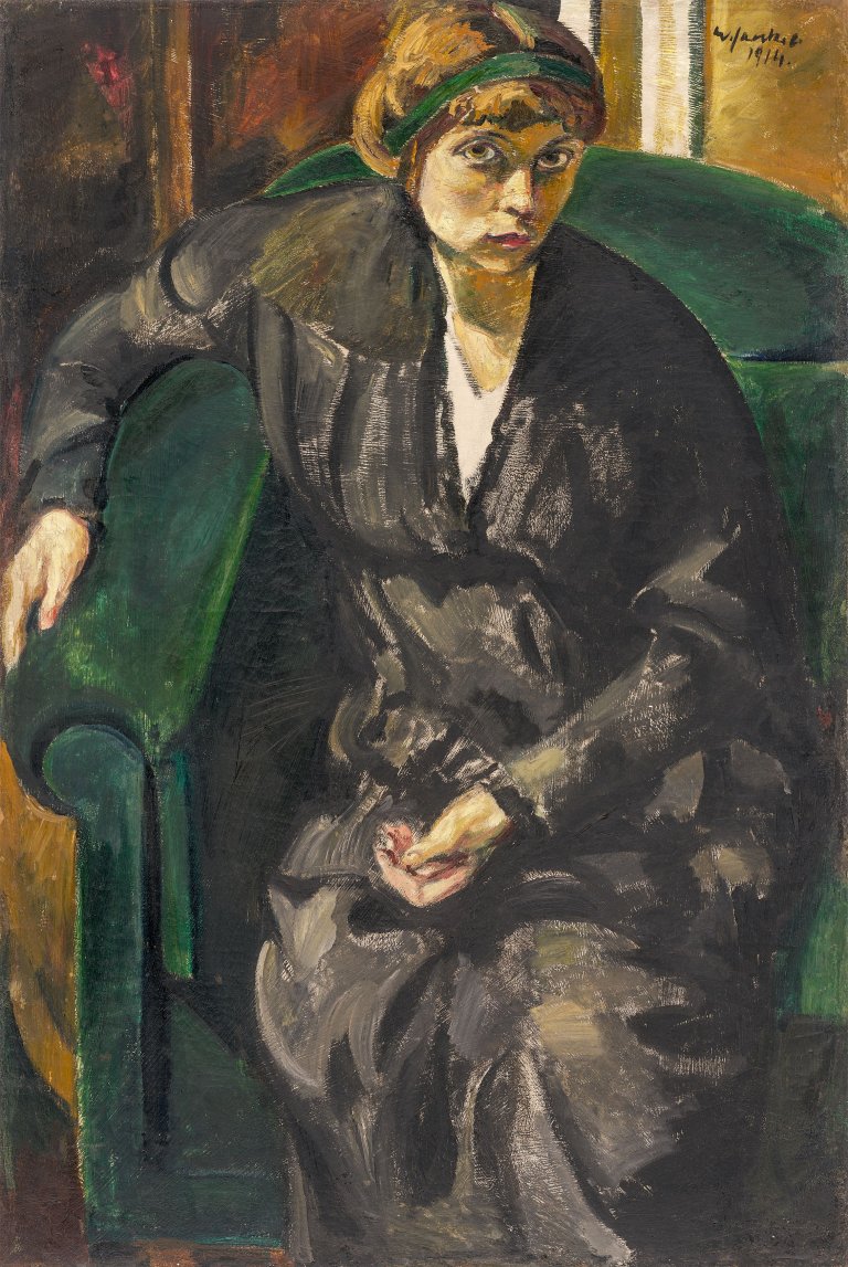 Auf diesem Bild ist das folgende Kunstwerk zu sehen: Willy Jaeckel. „Bildnis Charlotte Jaeckel“. 1914.
