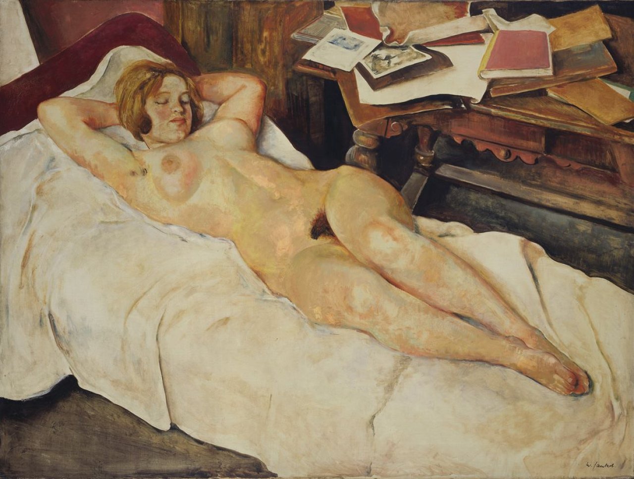 Auf diesem Bild ist das folgende Kunstwerk zu sehen: Willy Jaeckel. „Liegender weiblicher Akt“. Um 1924/25.