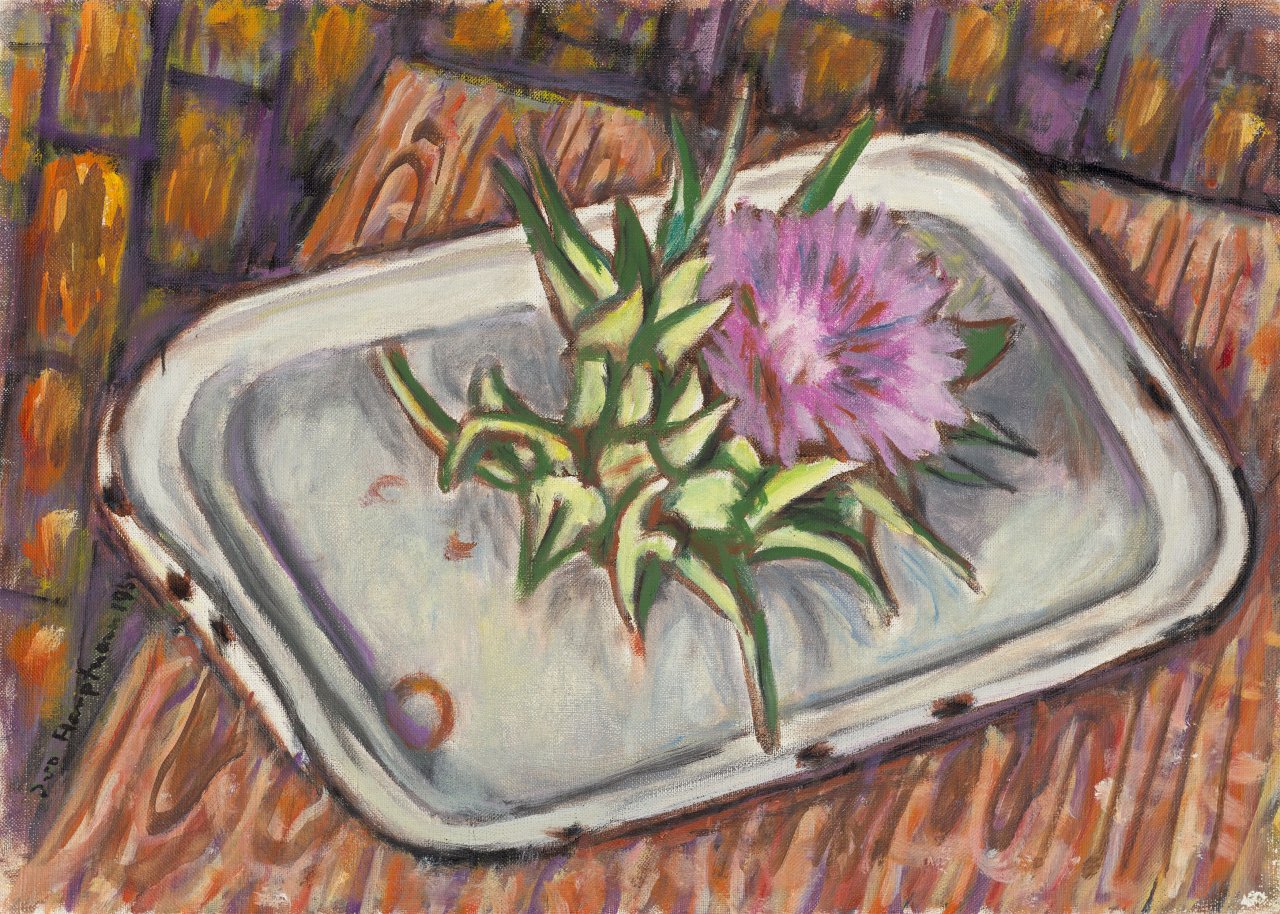 Auf diesem Bild ist das folgende Kunstwerk zu sehen: Ivo Hauptmann. Stillleben mit Distel. 1954.