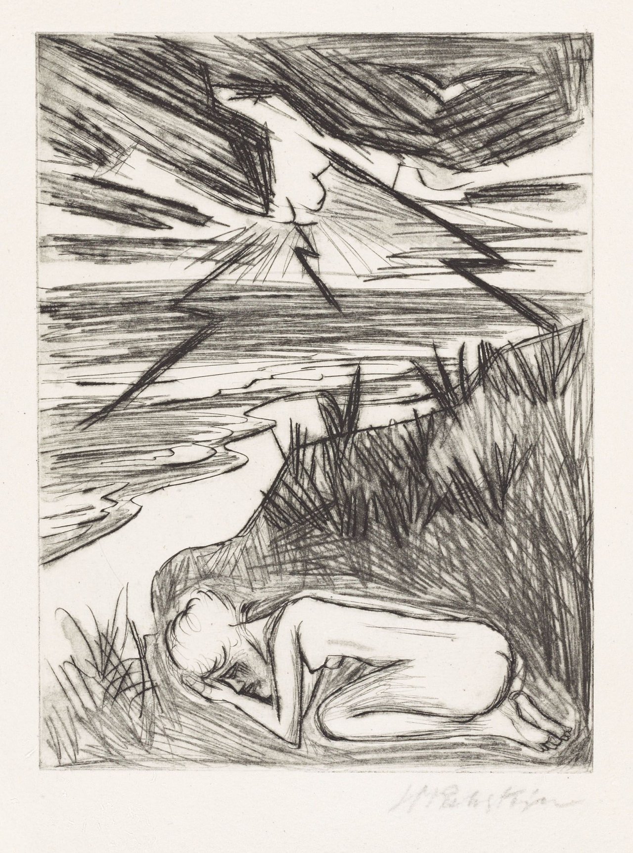 Auf diesem Bild ist das folgende Kunstwerk zu sehen: Max Pechstein. „Yali VII (Gewitter)“. 1923.