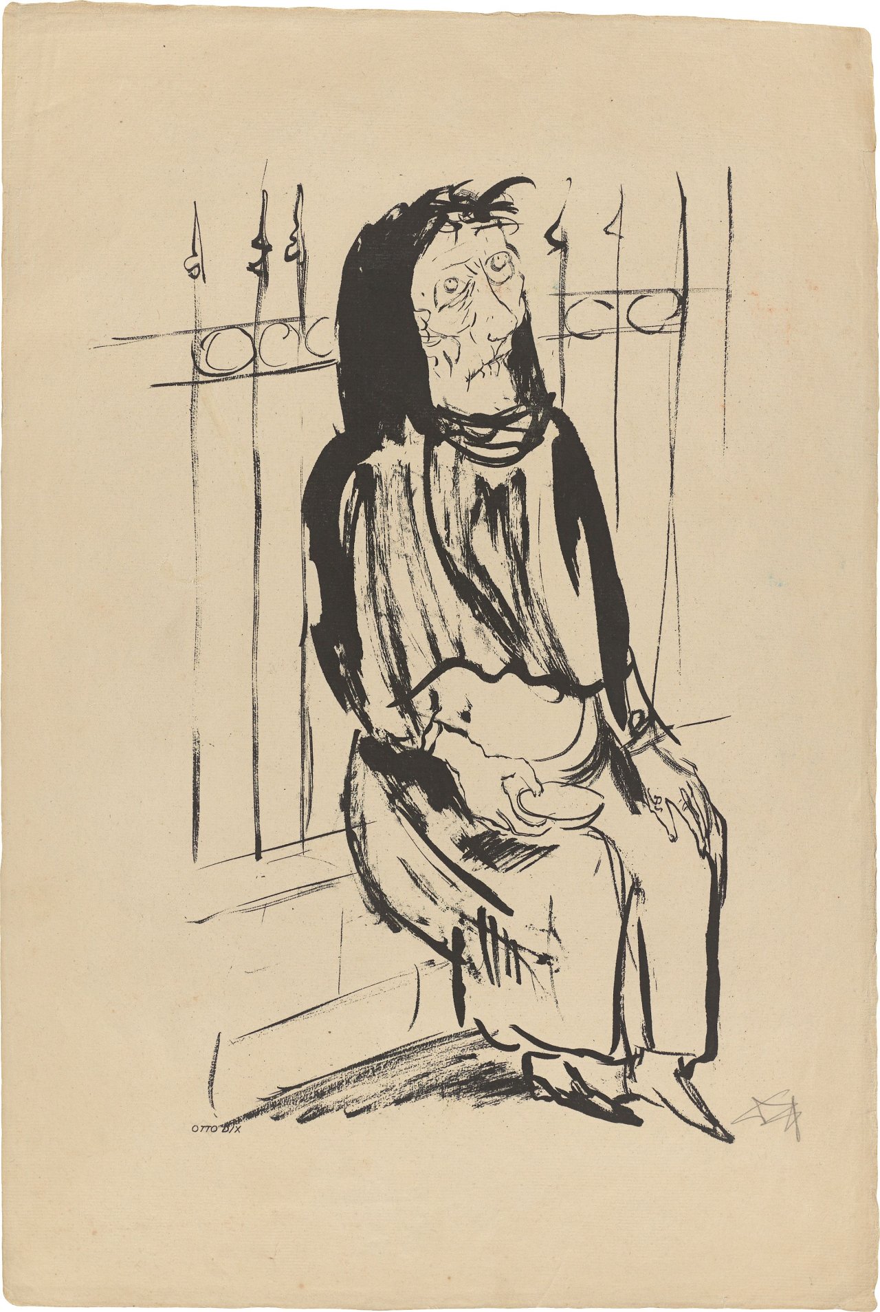 Auf diesem Bild ist das folgende Kunstwerk zu sehen: Otto Dix. „Bettlerin“. 1924.