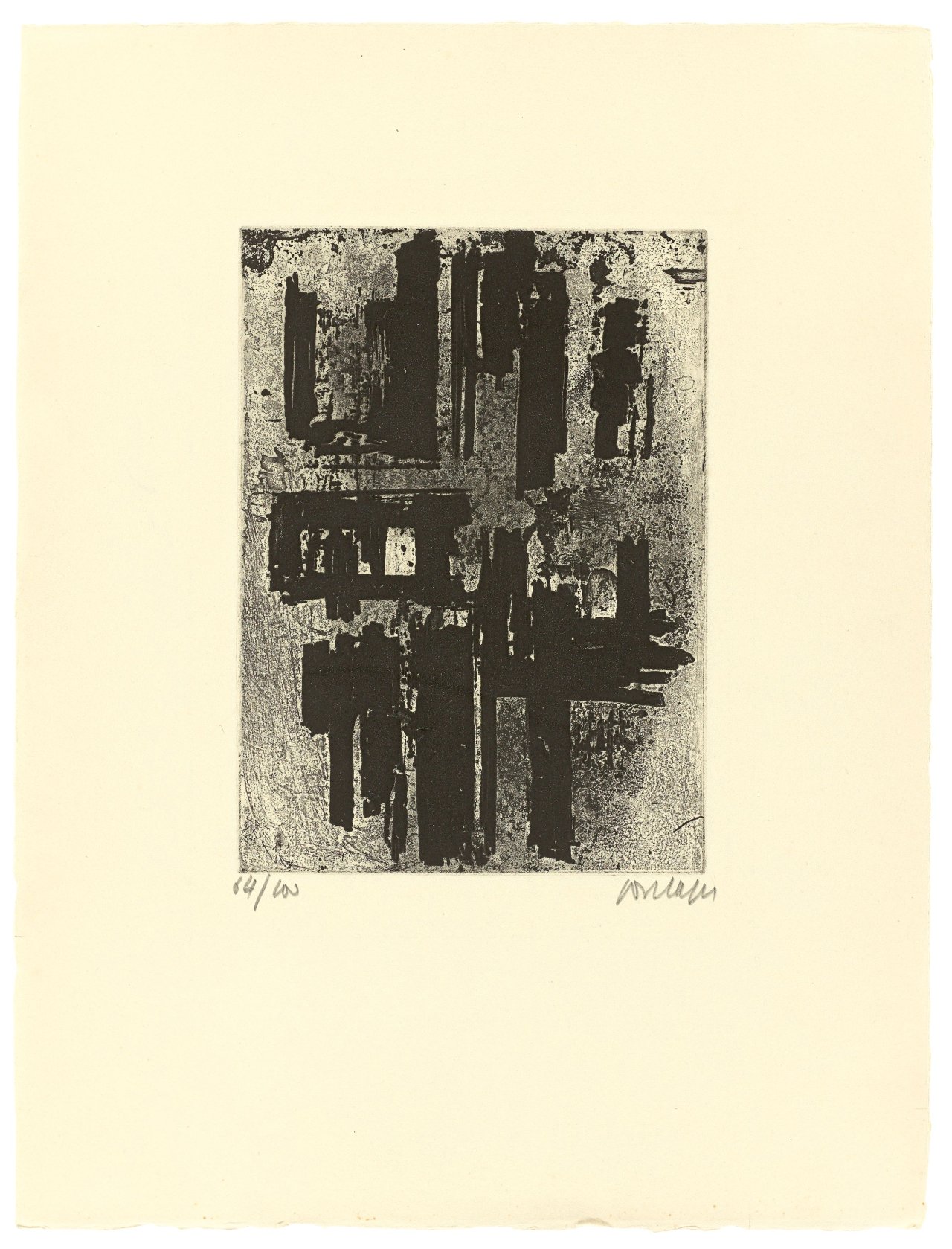 Auf diesem Bild ist das folgende Kunstwerk zu sehen: Pierre Soulages. „Eau forte no. 4“. 1957.