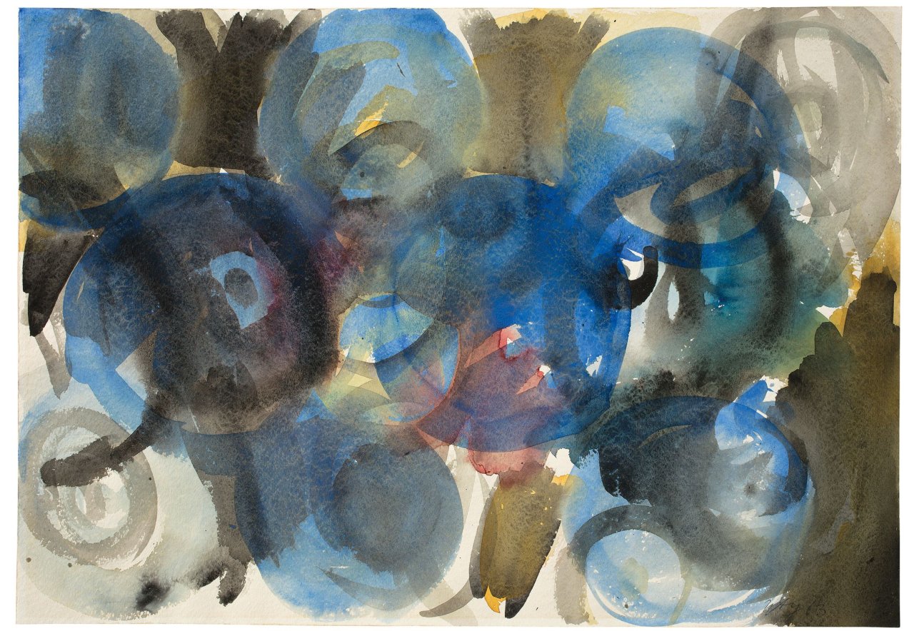 Auf diesem Bild ist das folgende Kunstwerk zu sehen: Ernst Wilhelm Nay. Ohne Titel. 1963.