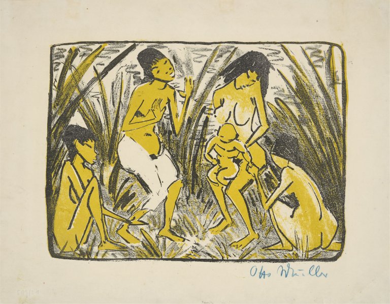 Auf diesem Bild ist das folgende Kunstwerk zu sehen: Otto Mueller. „Auffindung des Moses“. Um 1920.