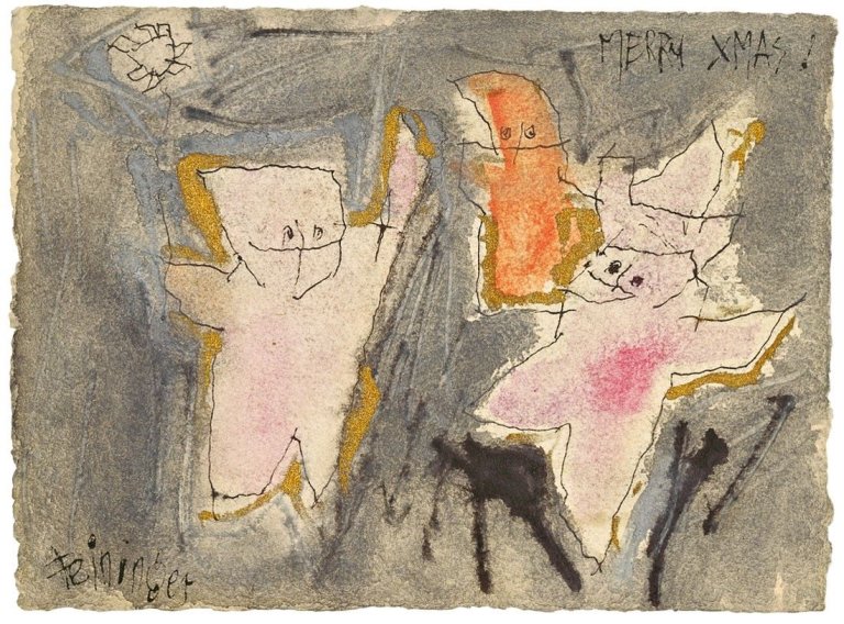 Auf diesem Bild ist das folgende Kunstwerk zu sehen: Lyonel Feininger. Ghosties („Merry Xmas“). 1955(?).