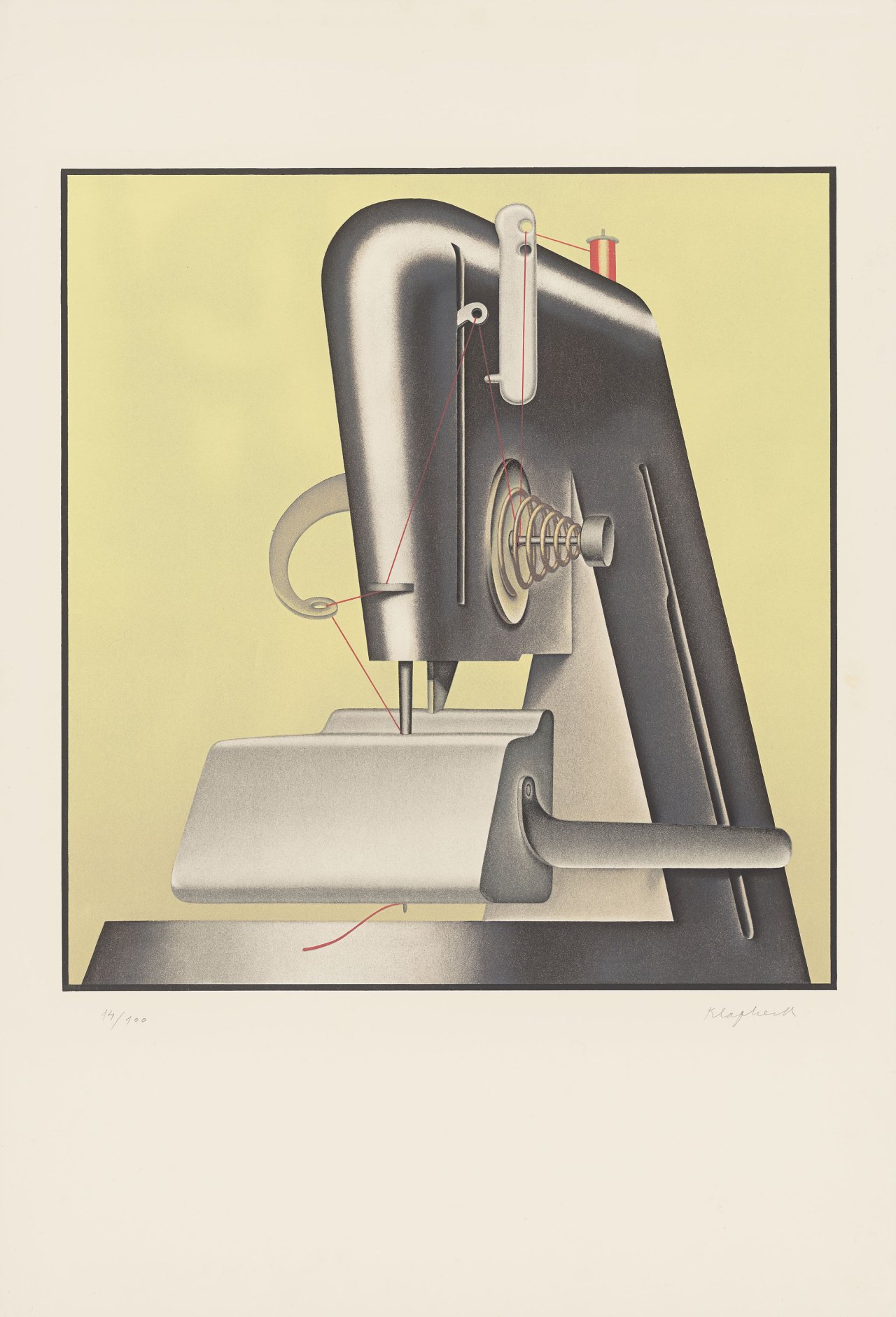 This picture shows the following artwork: Konrad Klapheck. ”Die Fragen der Sphinx”. 1984.