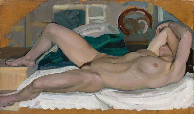 Auf diesem Bild ist das folgende Kunstwerk zu sehen: Hermann Grom-Rottmayer. Liegender weiblicher Akt.