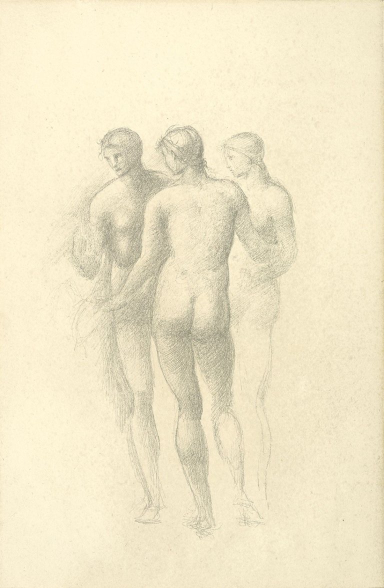 Auf diesem Bild ist das folgende Kunstwerk zu sehen: Edward Burne-Jones. Study of Nude Figures. Um 1875.