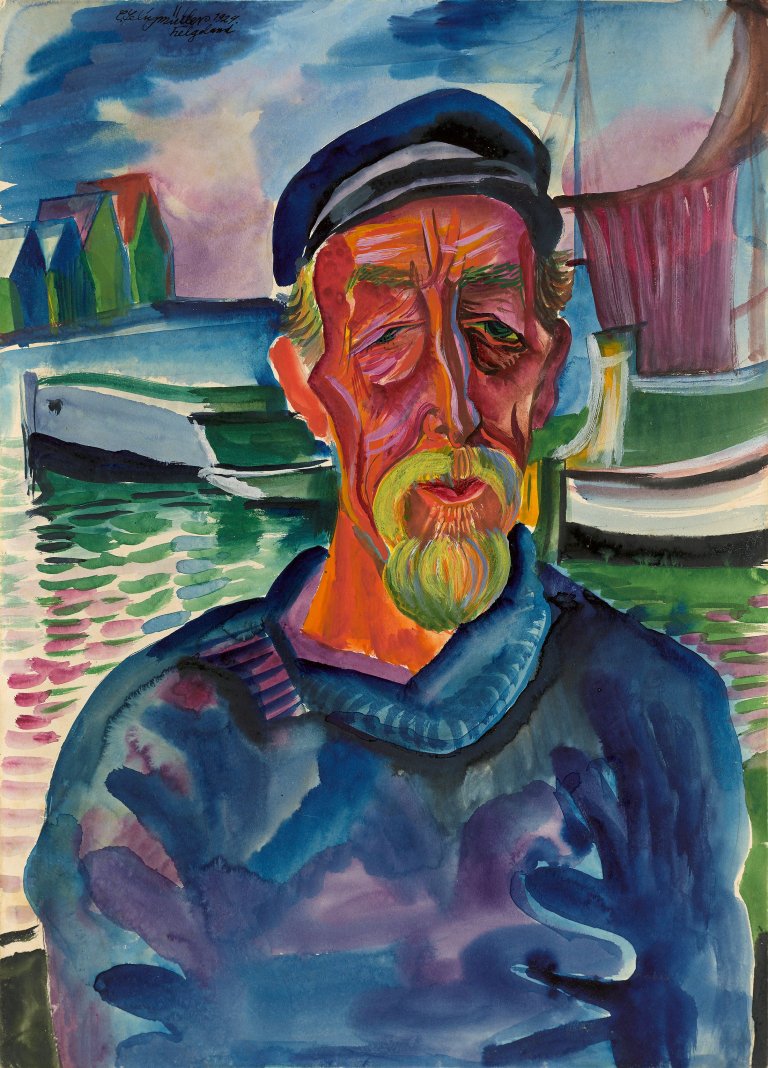 Auf diesem Bild ist das folgende Kunstwerk zu sehen: Conrad Felixmüller. Fischer von Helgoland. 1924.