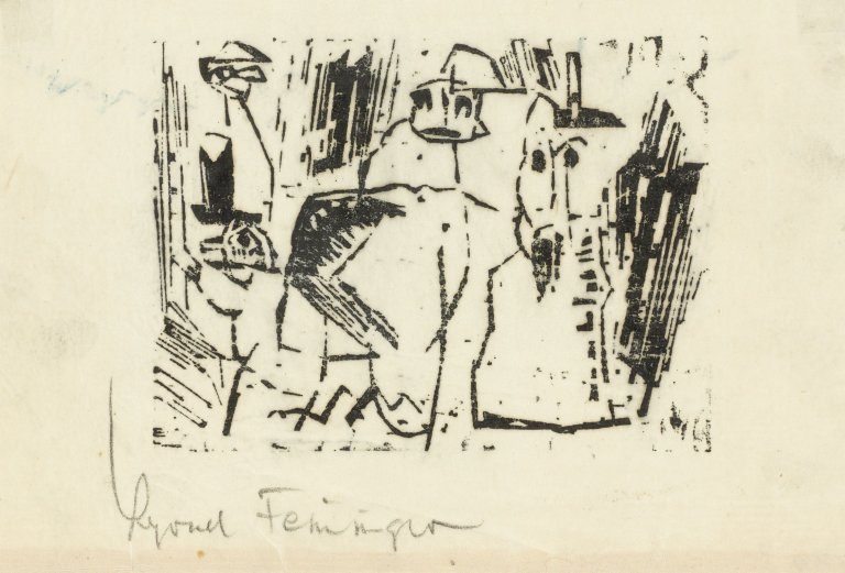 Auf diesem Bild ist das folgende Kunstwerk zu sehen: Lyonel Feininger. „Gespensterchen (gutartige!)“. 1915.