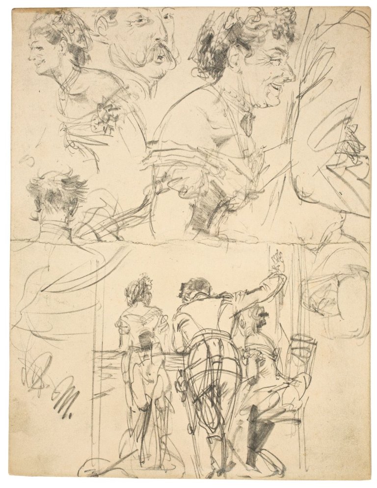 Auf diesem Bild ist das folgende Kunstwerk zu sehen: Adolph Menzel. Skizzen vom Berliner Hofball. 17. Februar 1881.