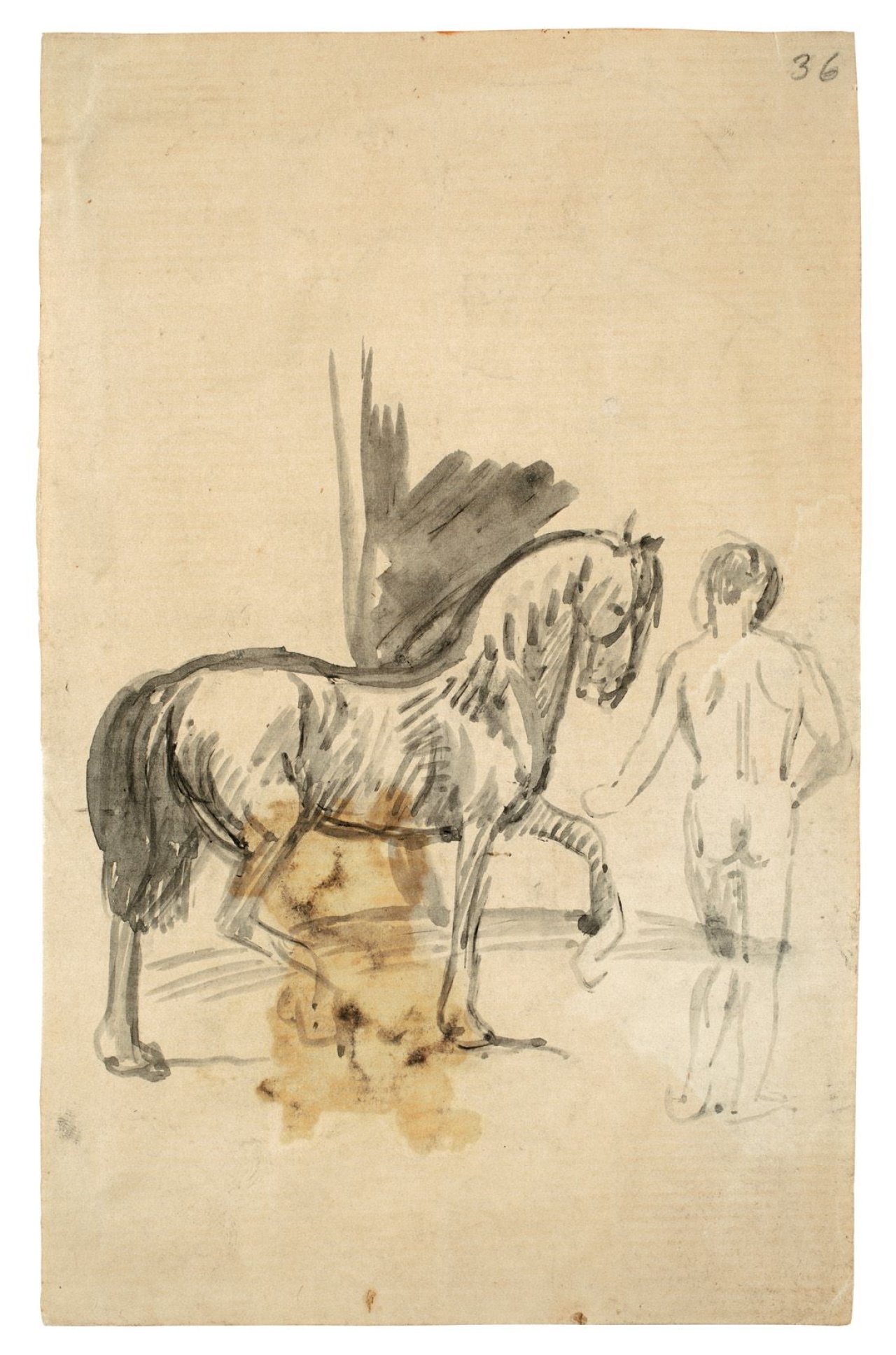 Catalog image of Pferd und stehender Jüngling (Rückenakt).