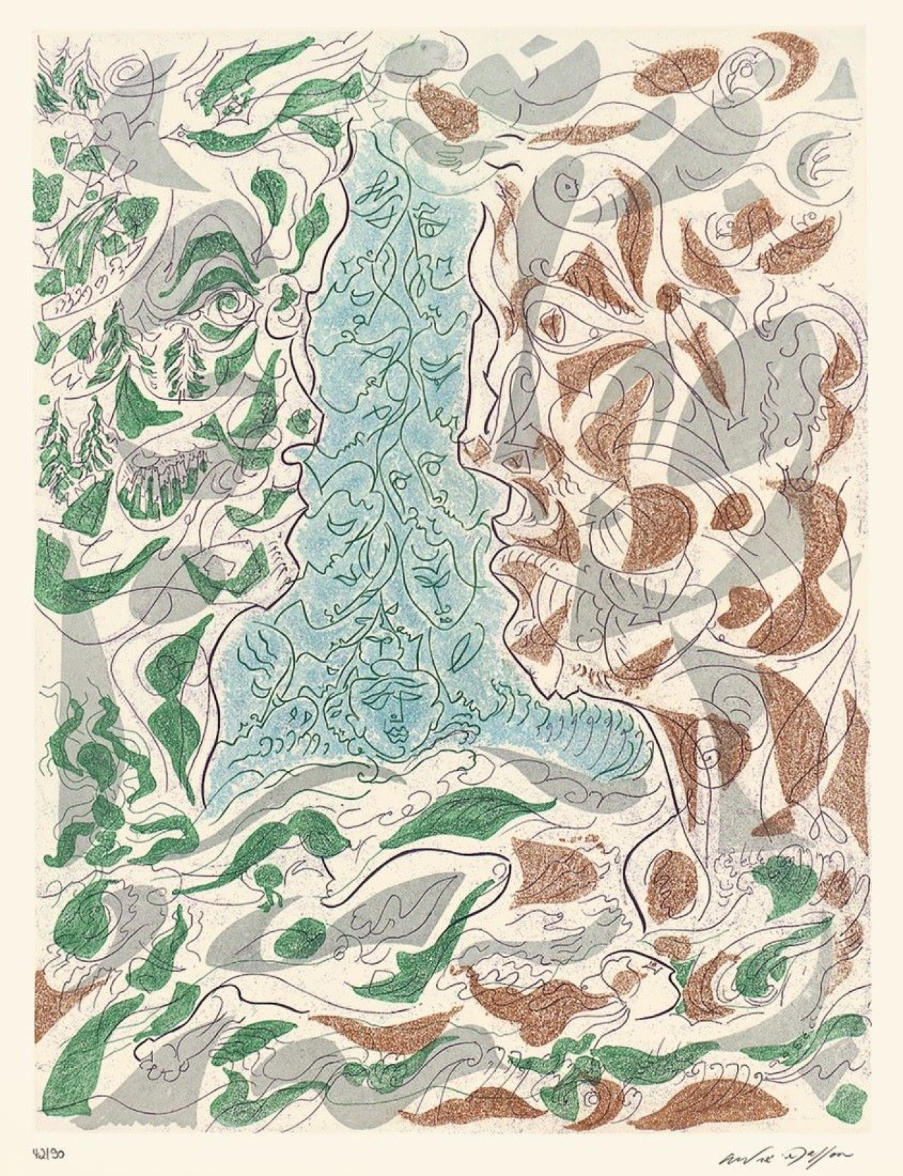 Auf diesem Bild ist das folgende Kunstwerk zu sehen: André Masson. „Hommage à Picasso“. 1974.