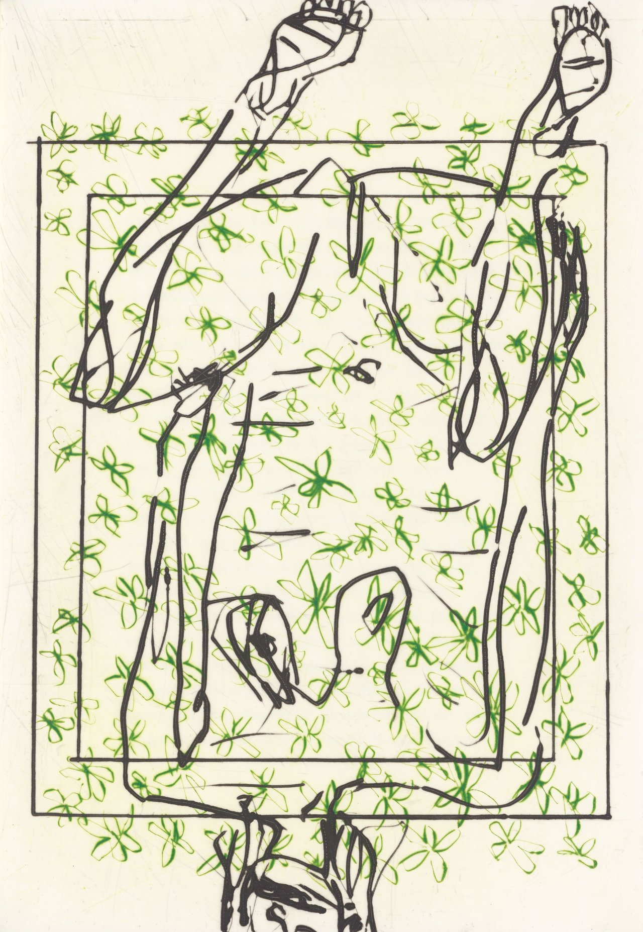 Auf diesem Bild ist das folgende Kunstwerk zu sehen: Georg Baselitz. „1001 Nacht - Die Geschichte des Lastträgers und der drei Damen“. 1995.