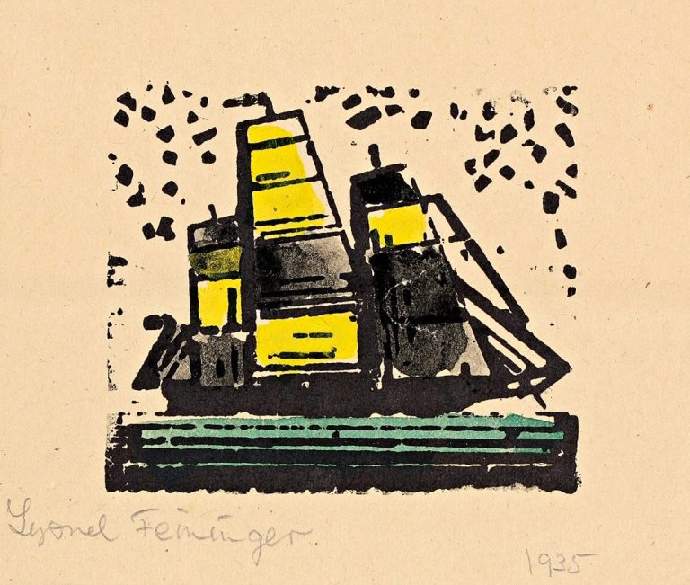 Auf diesem Bild ist das folgende Kunstwerk zu sehen: Lyonel Feininger. „Dreimastiges Rahschiff“. 1937.