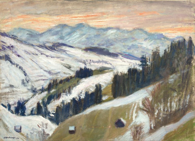 Auf diesem Bild ist das folgende Kunstwerk zu sehen: Otto Modersohn. Der Gailenberg im Winter. 1933.