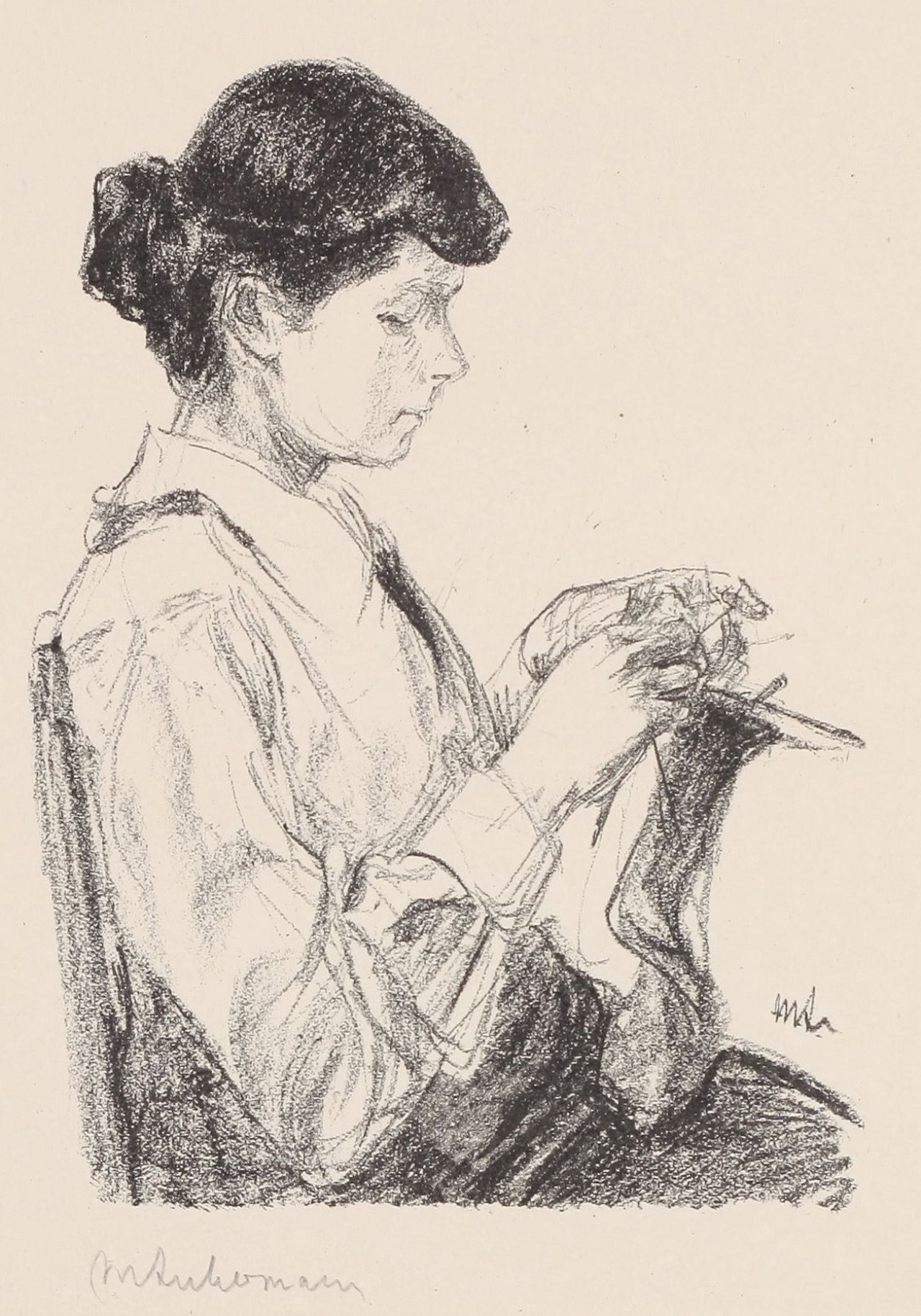 This picture shows the following artwork: Max Liebermann. „Strickendes Mädchen“. 1915.