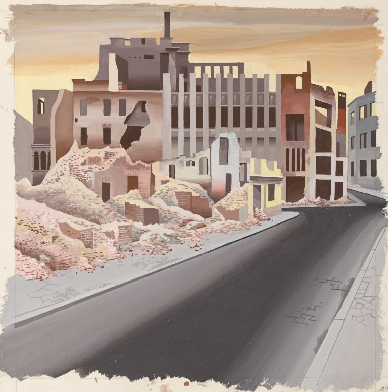 Auf diesem Bild ist das folgende Kunstwerk zu sehen: Karl Holtz. Ruinen. Um 1945.
