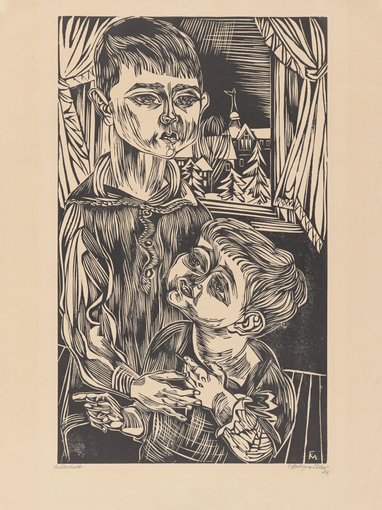 Auf diesem Bild ist das folgende Kunstwerk zu sehen: Conrad Felixmüller. „Die Söhne des Malers (Luca und Titus)“. 1924.