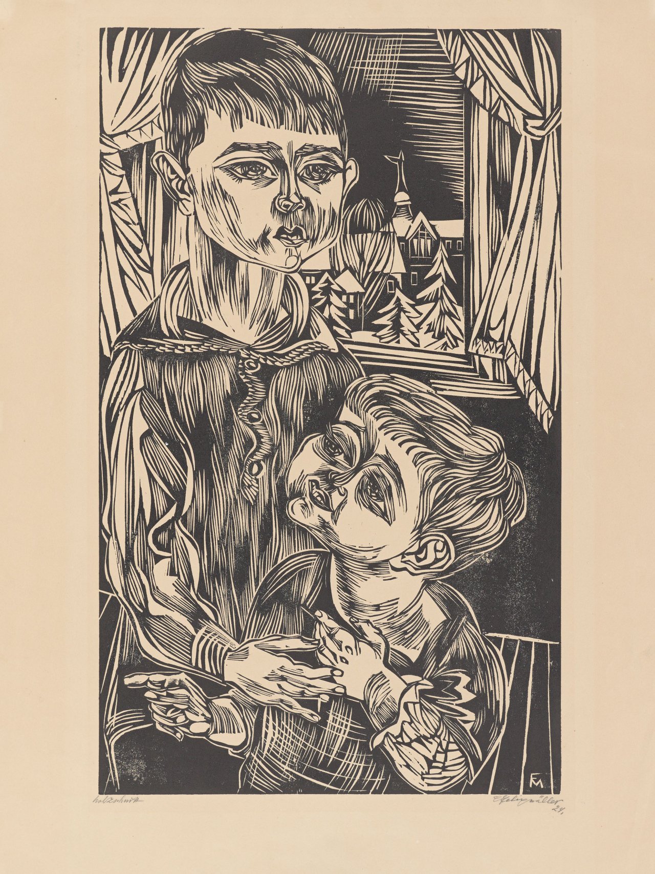 This picture shows the following artwork: Conrad Felixmüller. „Die Söhne des Malers (Luca und Titus)“. 1924.