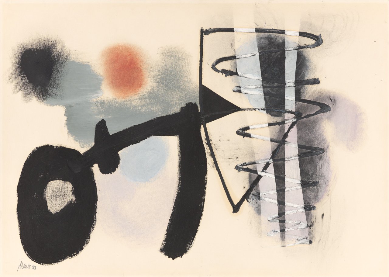 Auf diesem Bild ist das folgende Kunstwerk zu sehen: Fritz Winter. „Berührung“. 1951.