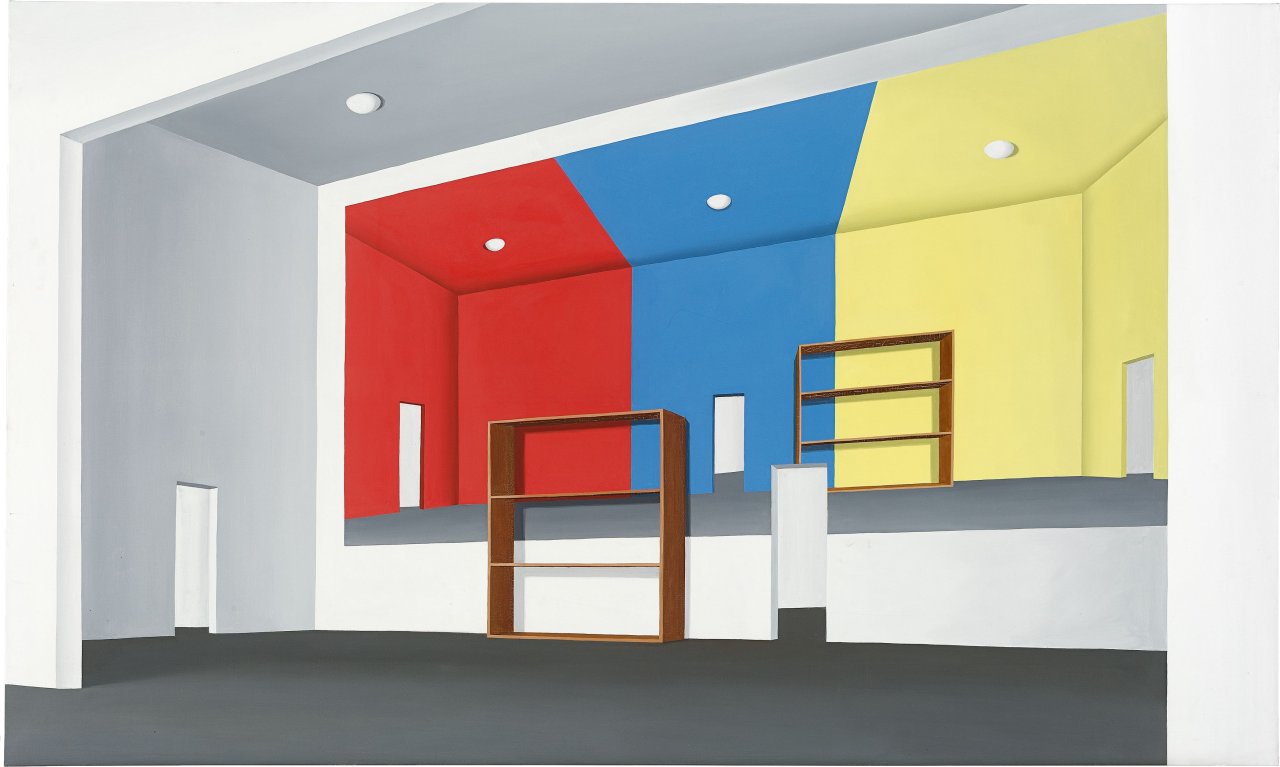 Auf diesem Bild ist das folgende Kunstwerk zu sehen: Thomas Huber. Angemalter Raum. 1996.