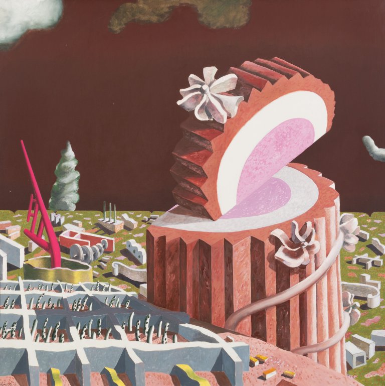 Auf diesem Bild ist das folgende Kunstwerk zu sehen: Ulrich Knispel. „Landschaft mit Eis-Monument“. 1. 1975.