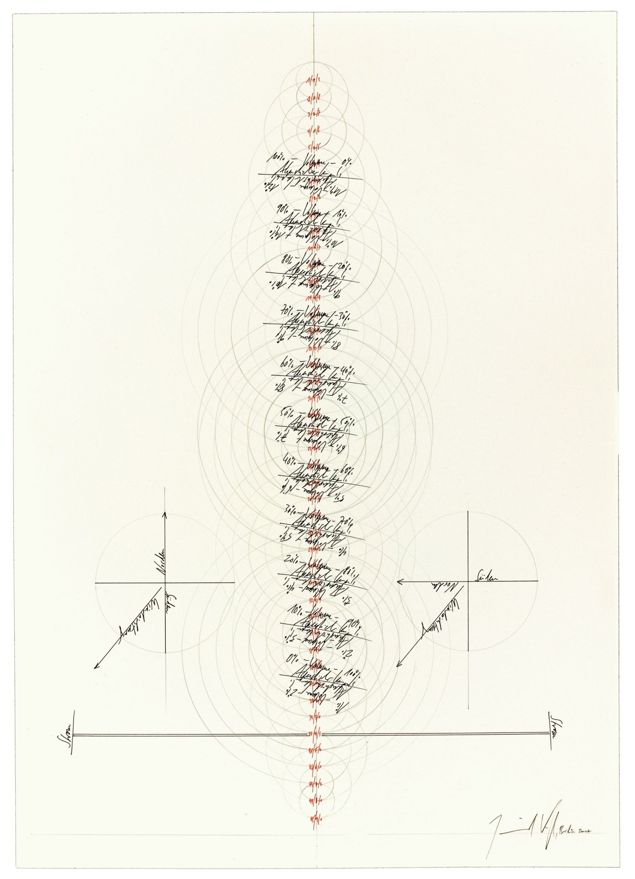 Auf diesem Bild ist das folgende Kunstwerk zu sehen: Jorinde Voigt. „Akustische Impulse -Studie 1“. 2007.