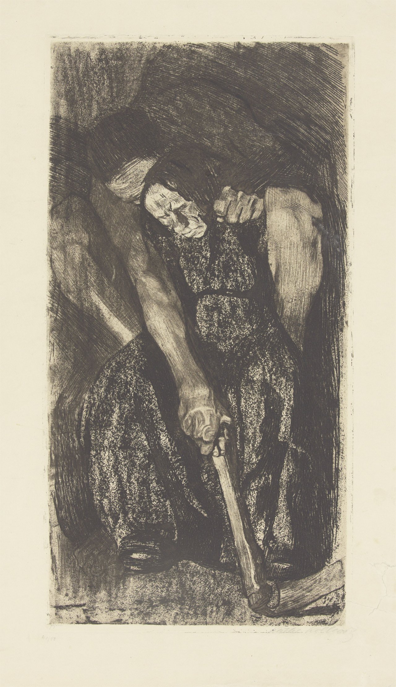 Auf diesem Bild ist das folgende Kunstwerk zu sehen: Käthe Kollwitz. „Inspiration“. 1904/05.