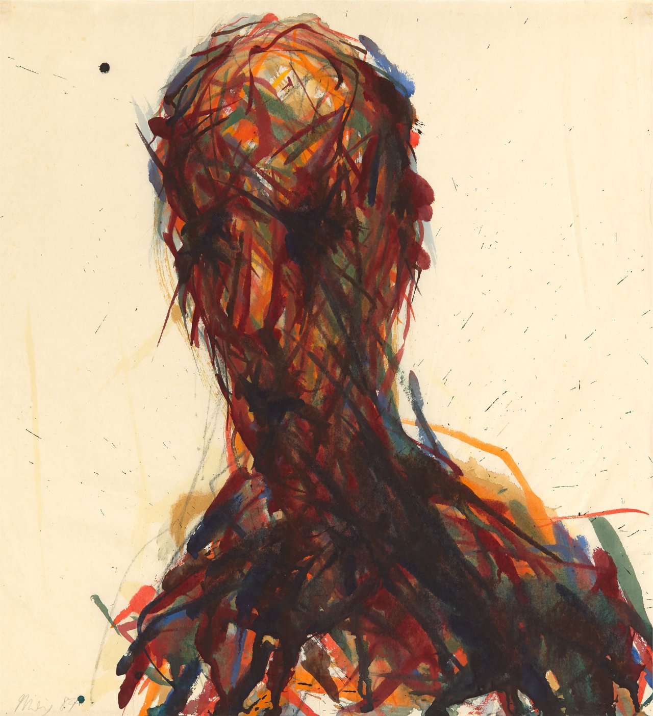 Auf diesem Bild ist das folgende Kunstwerk zu sehen: Max Uhlig. „Kopf (Selbstbildnis)“. 1984.