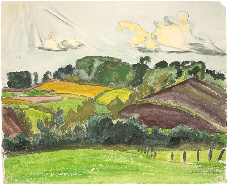 Auf diesem Bild ist das folgende Kunstwerk zu sehen: Erich Heckel. „Dunkle Aecker“. 1934.